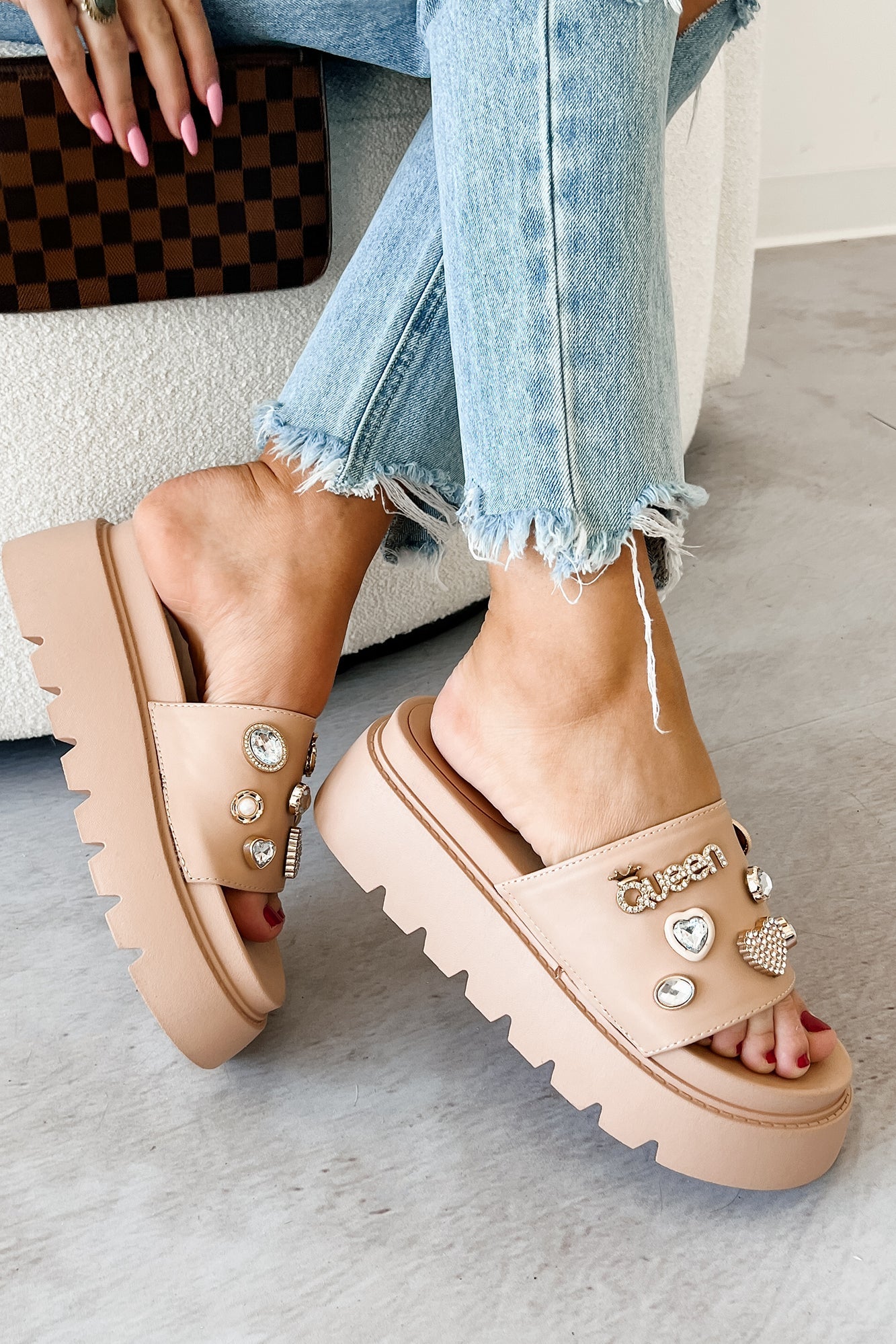 Radiant Bliss Embezzled Platform Sandal (Nude)