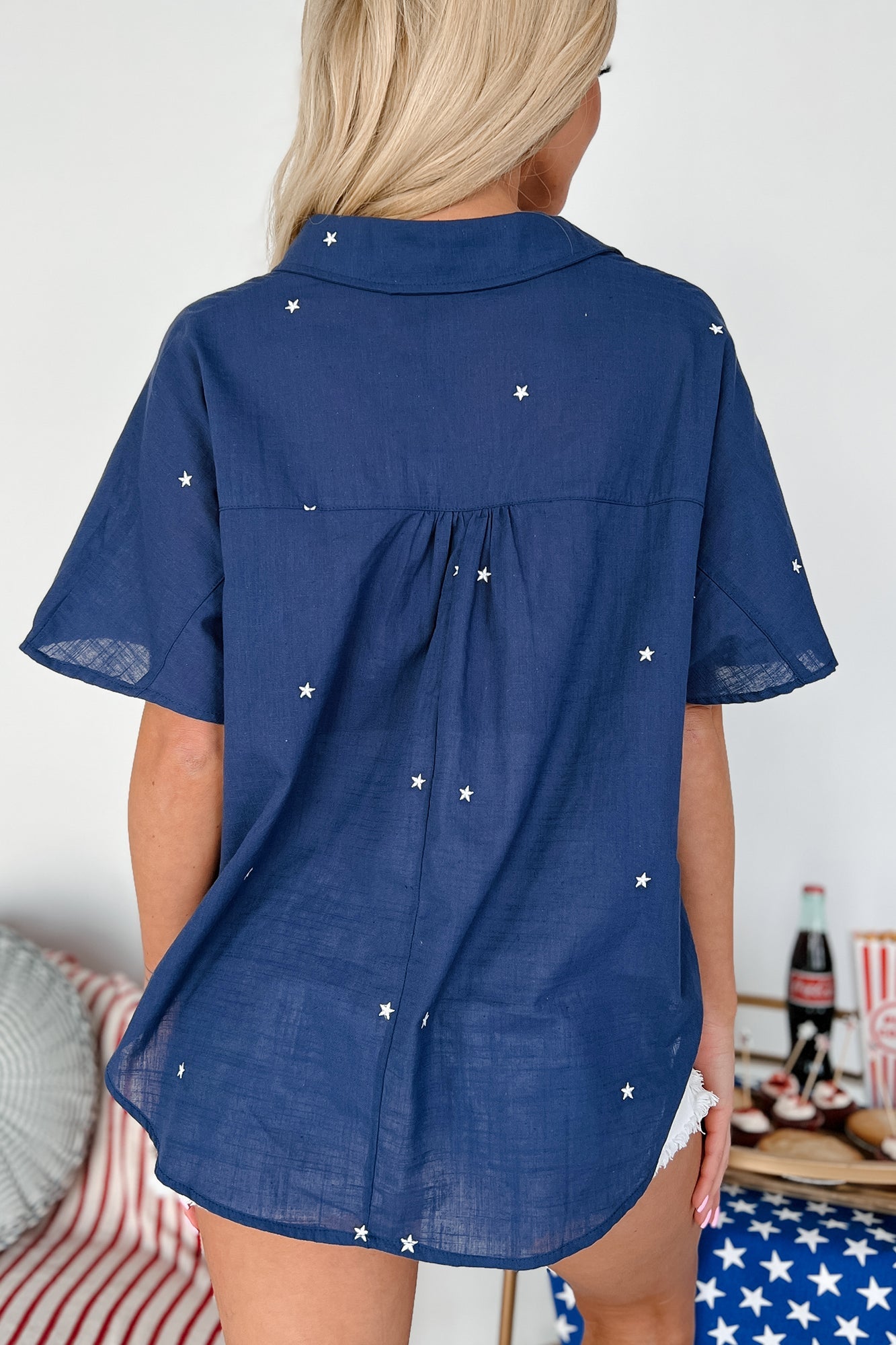Stateside Star Embroidered Blouse (Navy/White)