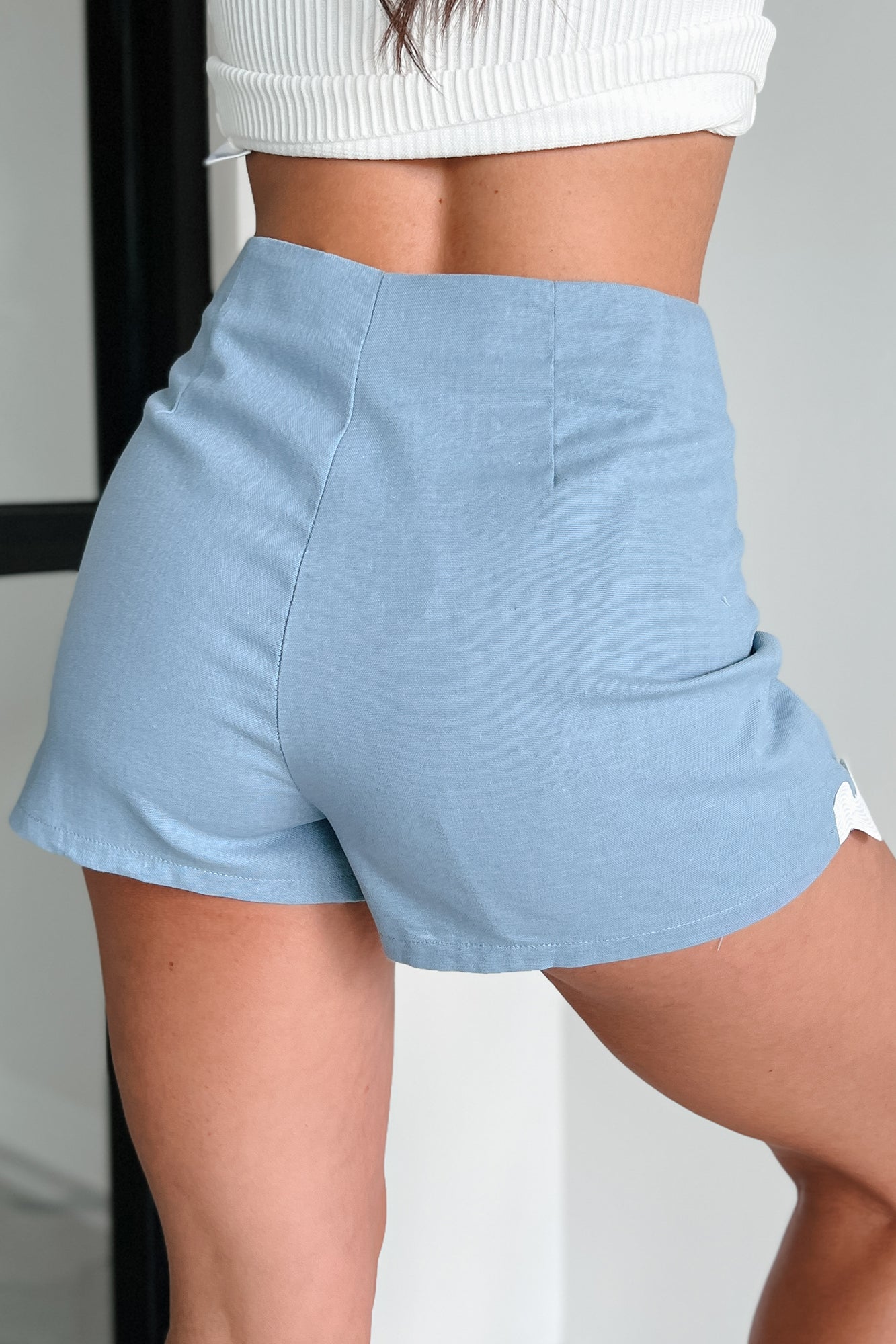 Rewriting My Story Linen Mini Skort (Denim Blue)
