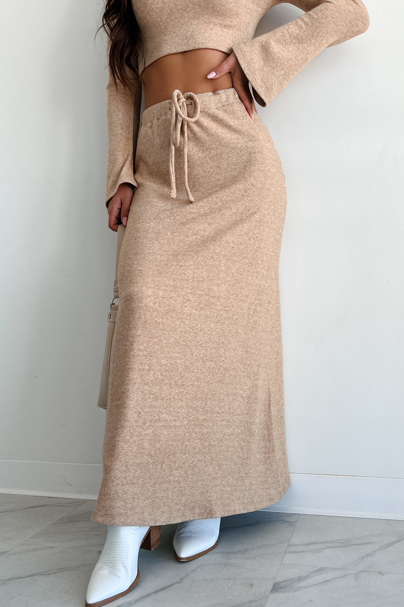 Rewriting The Script Brushed Knit Maxi Skirt (Oatmeal)
