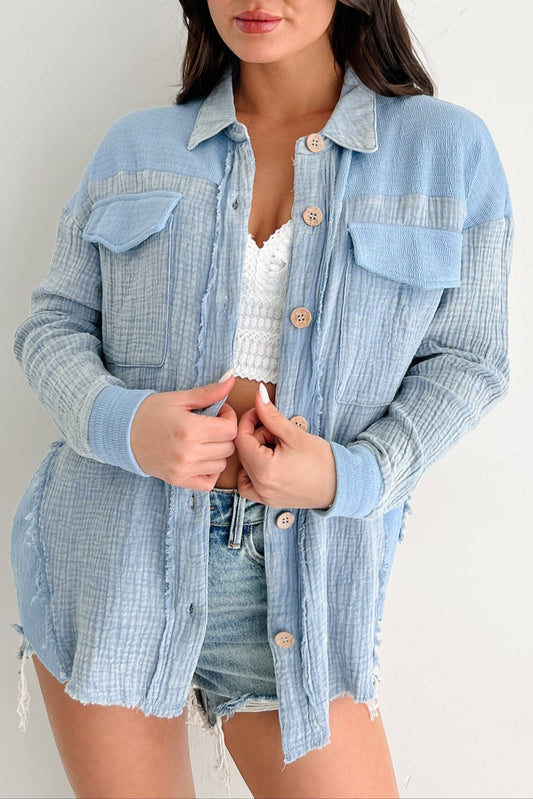 Winning Big Oversized Gauze Shacket (Denim)