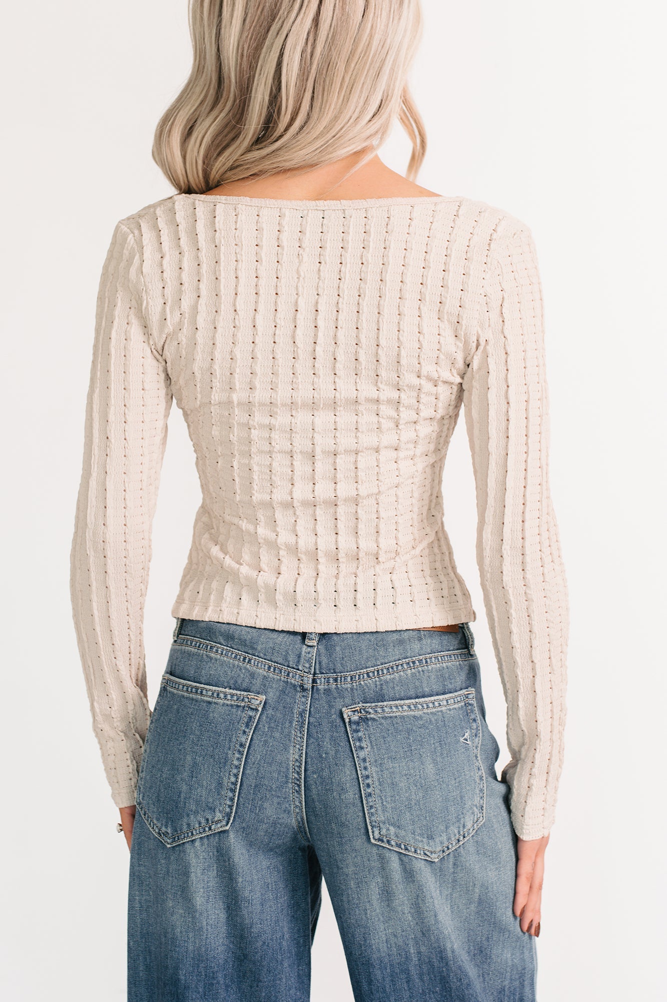 Lolly Twist Front Long Sleeve Top (Sand)