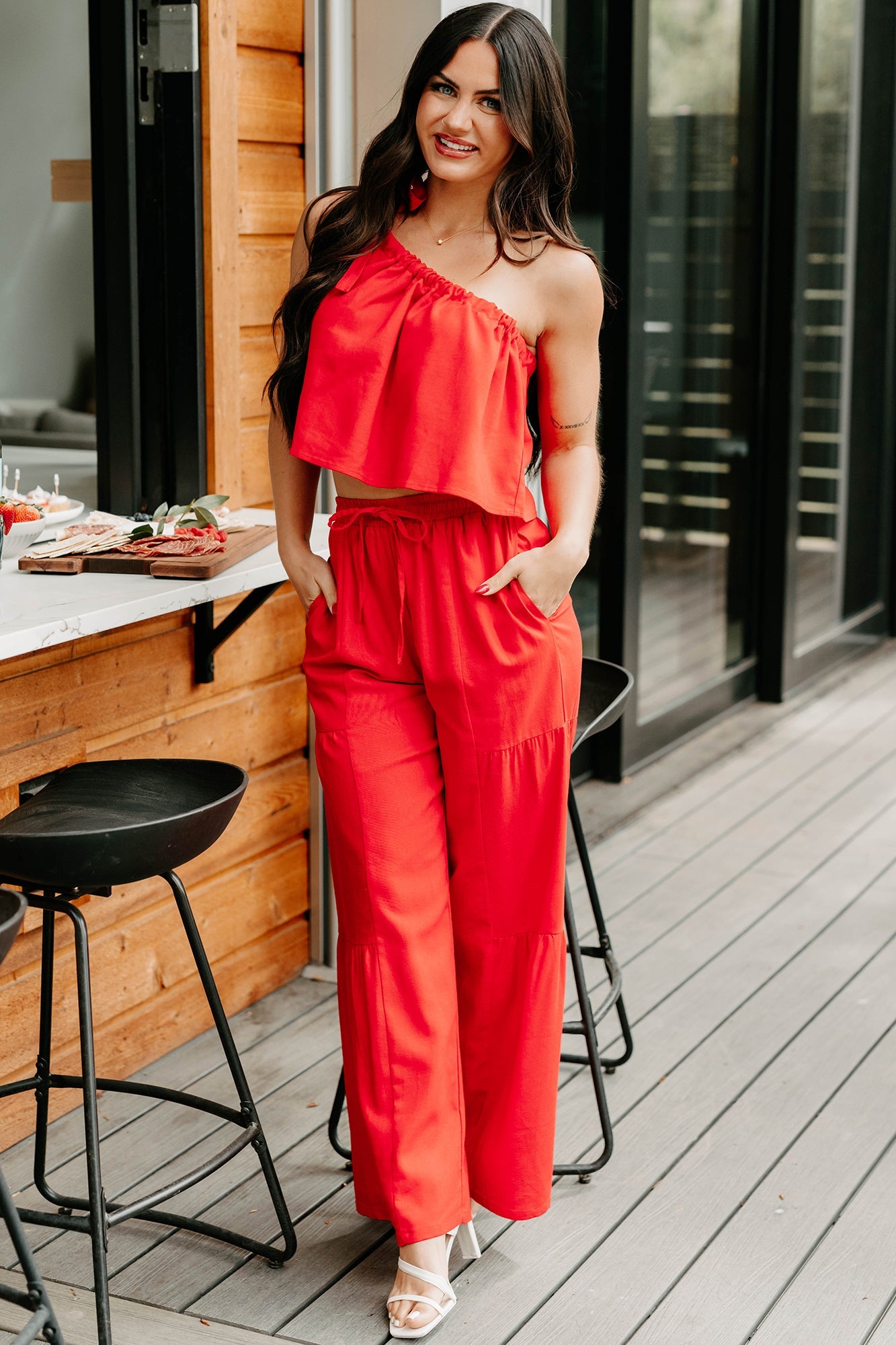 Too Saucy One Shoulder Top (Red)